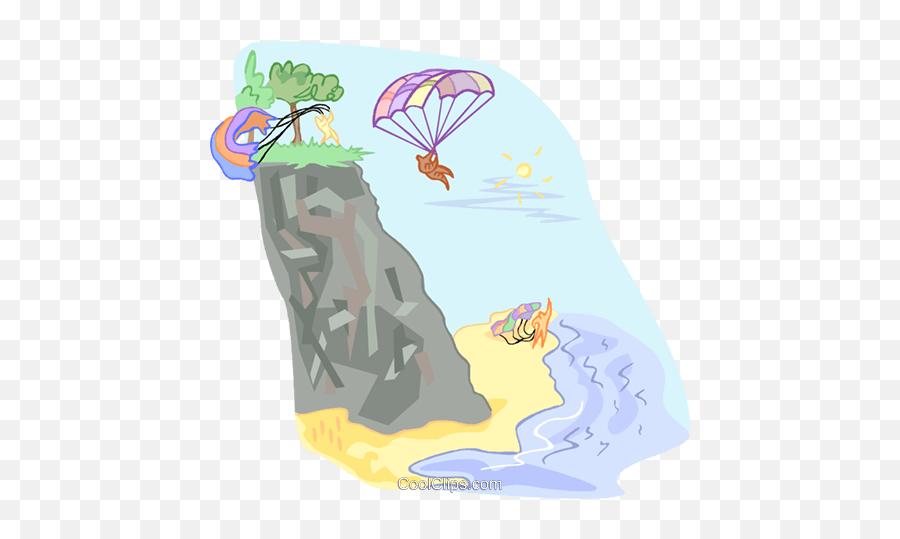 People Jumping Off A Cliff With Parachute Royalty Free Emoji,Cliff Clipart