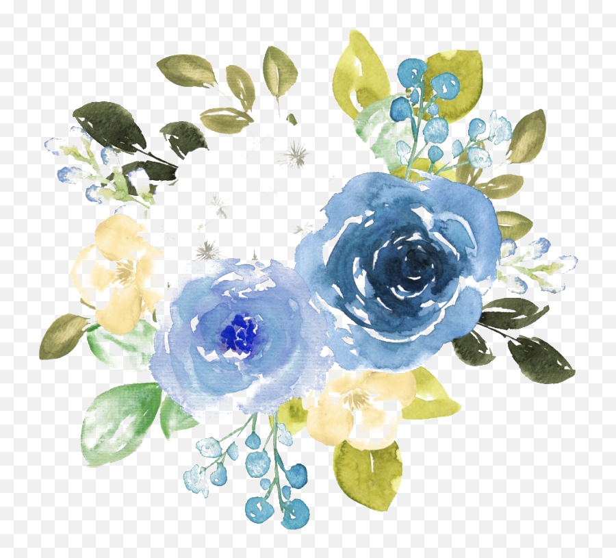 Blue Floral Png Clipart Png Mart - Floral Emoji,Blue Clipart
