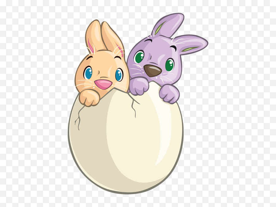 Two Cute Bunnies In Egg Clipart Cute Bunny Easter Images - Dessins De Paques En Couleur Emoji,Hamster Clipart
