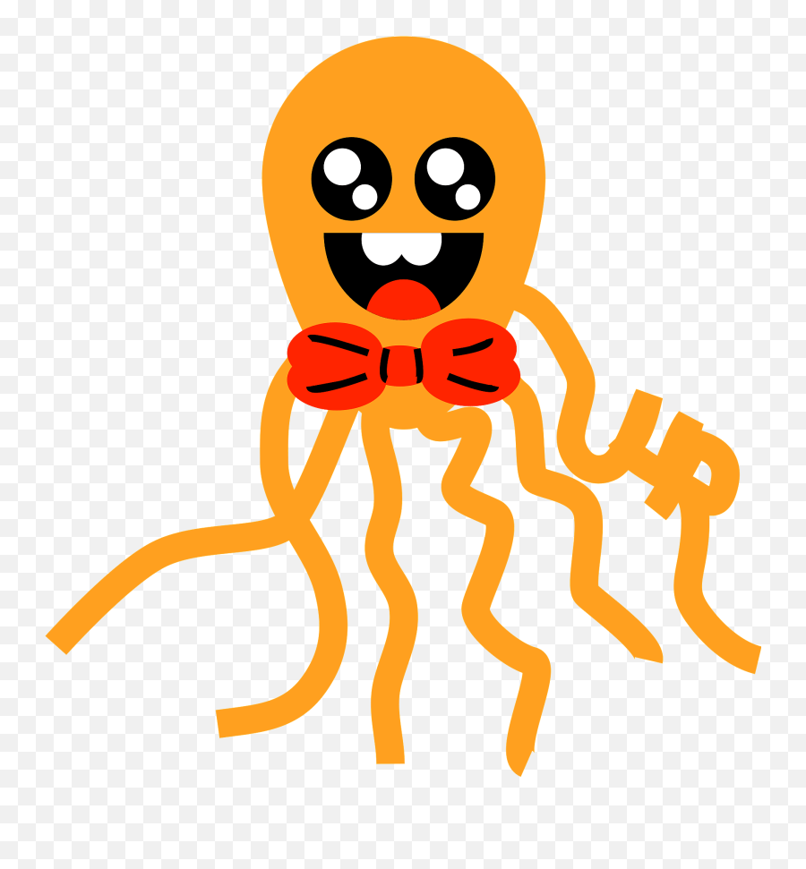 Orange Octopus With Bowtie Clipart Free Download - Gurita Animasi Warna Kuning Emoji,Bowtie Clipart