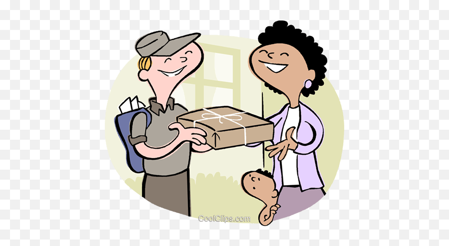 Mother Receiving Package Royalty Free - Package Delivered Clip Art Emoji,Mailman Clipart