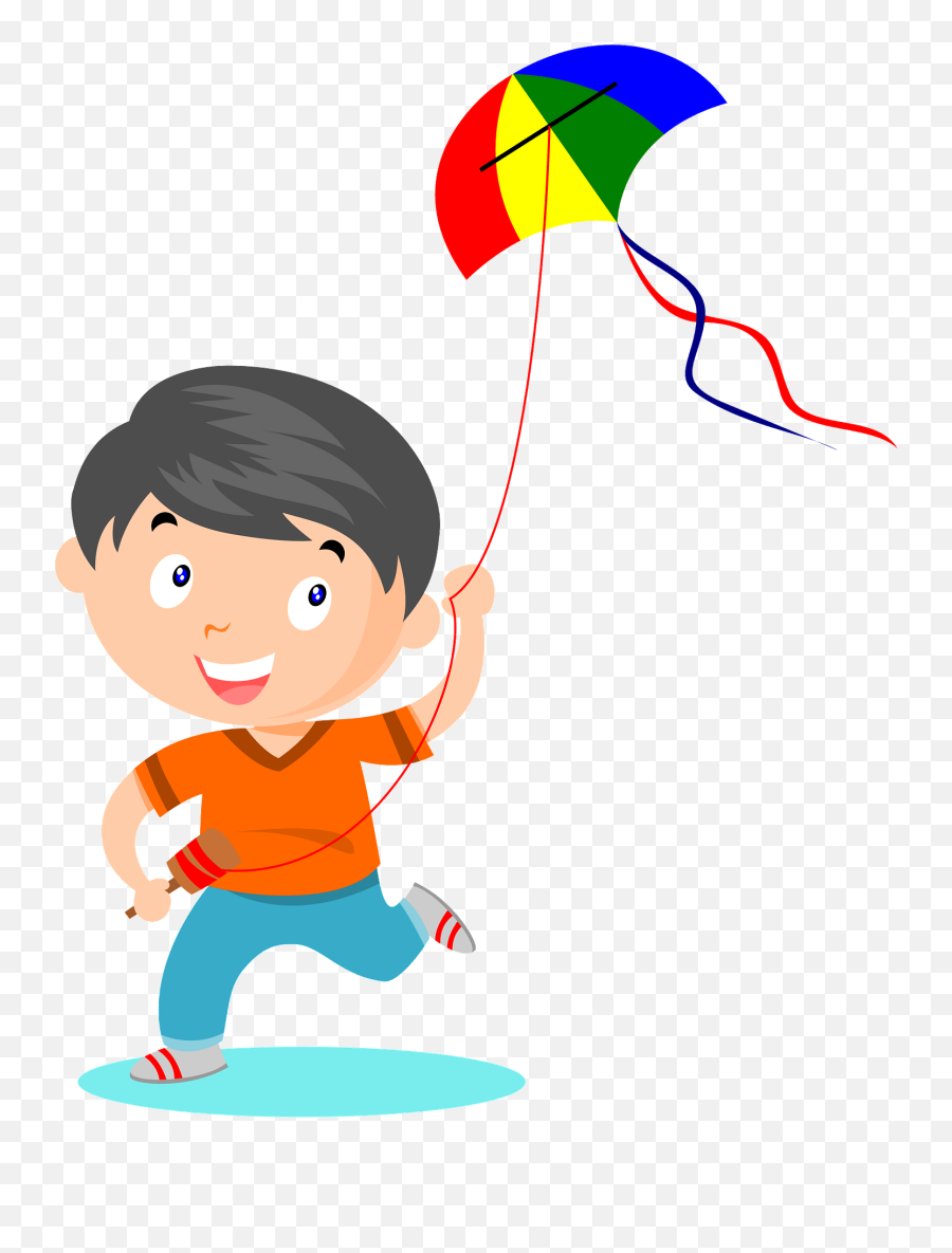 Boy Flying Kite Silhouette - Kid Playing Kite Clip Art Emoji,Kite Clipart