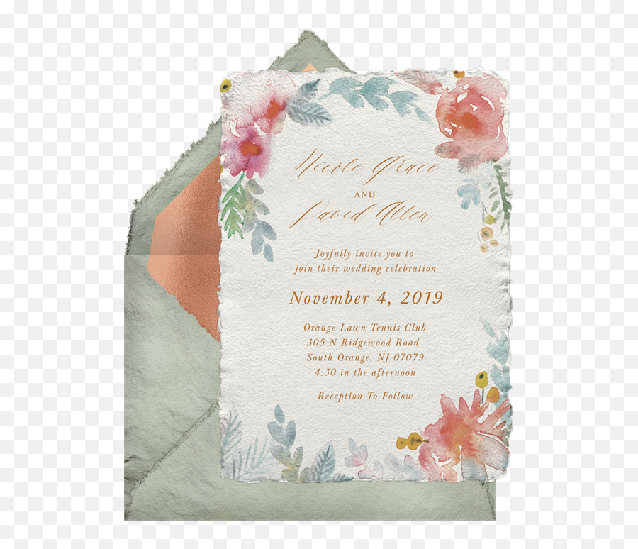 12 Watercolor Wedding Invitations That Are Actually Works Of Art Emoji,Watercolor Greenery Png