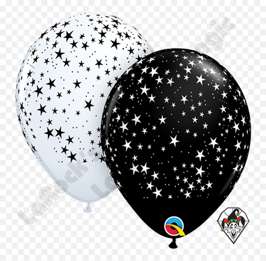 Qualatex 11 Inch Round Assortment Stars A Round Blackwhite Emoji,White Balloons Png