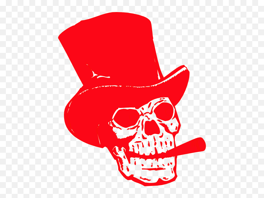 Red Skull Clip Art At Clker - Skull With Top Hat Emoji,Skull Clipart