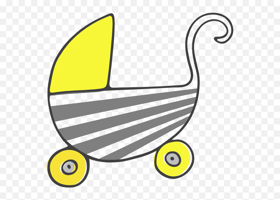 Gray Yellow Stroller Clip Art At Clker - Clipart Pram Cartoon Emoji,80's Clipart