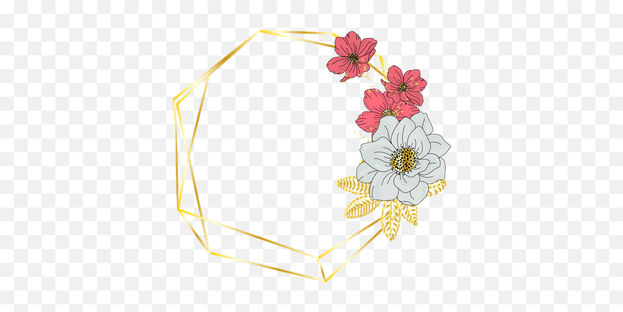 Best Premium Red Flower Wedding Floral Golden Illustration - Golden Lines Frame Vector Png Emoji,Red Flower Png