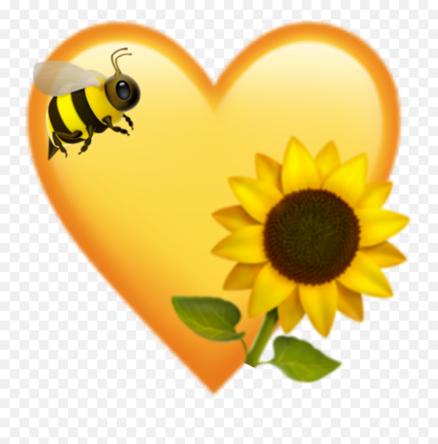 Yellowheartsunflowerbeeemoji Sticker By,Yellow Heart Emoji Png