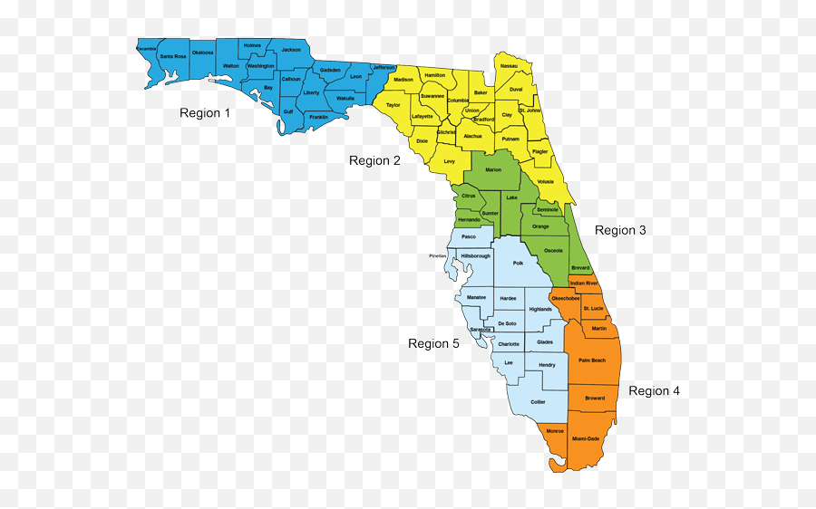 Download Hd Putnam County Florida Map - Florida Map By 5 Regions Emoji,Florida Outline Png