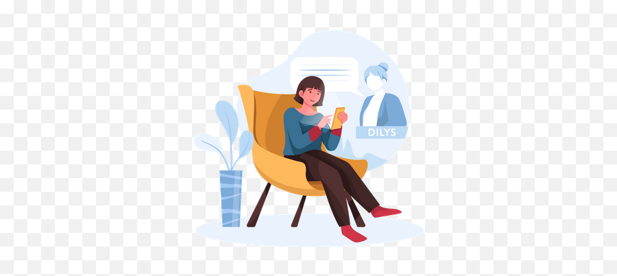 Best Premium Young Woman Silhouette With Mobile Phone For Contacts With People Illustration Download In Png U0026 Vector Format - Conversation Emoji,People Sitting Silhouette Png