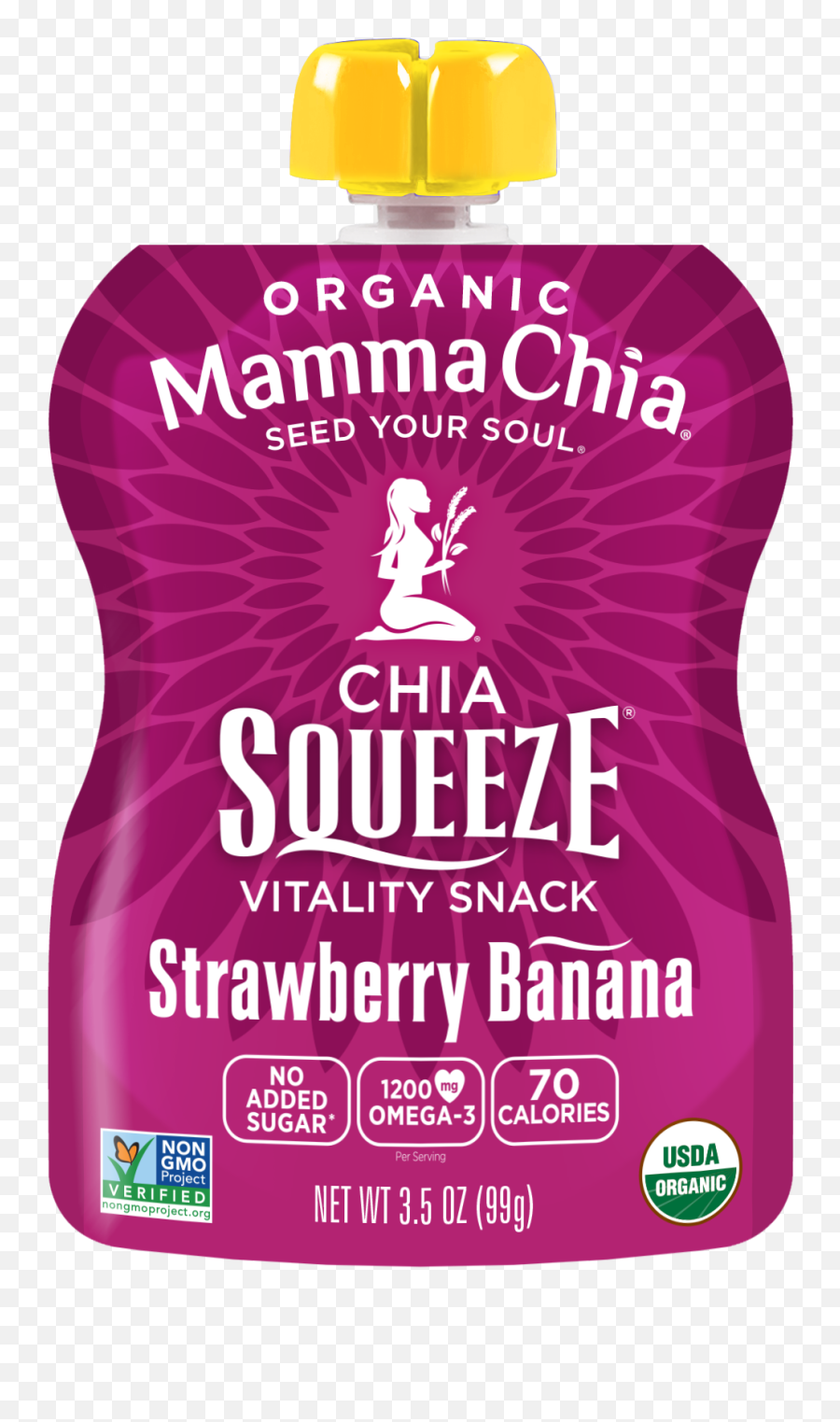 Mamma Chia Organic Chia Squeeze - Strawberry Banana Mama Chia Strawberry Emoji,Non Gmo Project Logo