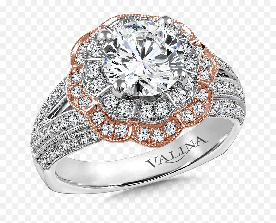 Halo Engagement Ring Mounting In 14k Whiterose Gold 58 Ct Tw Emoji,White Rose Transparent Background