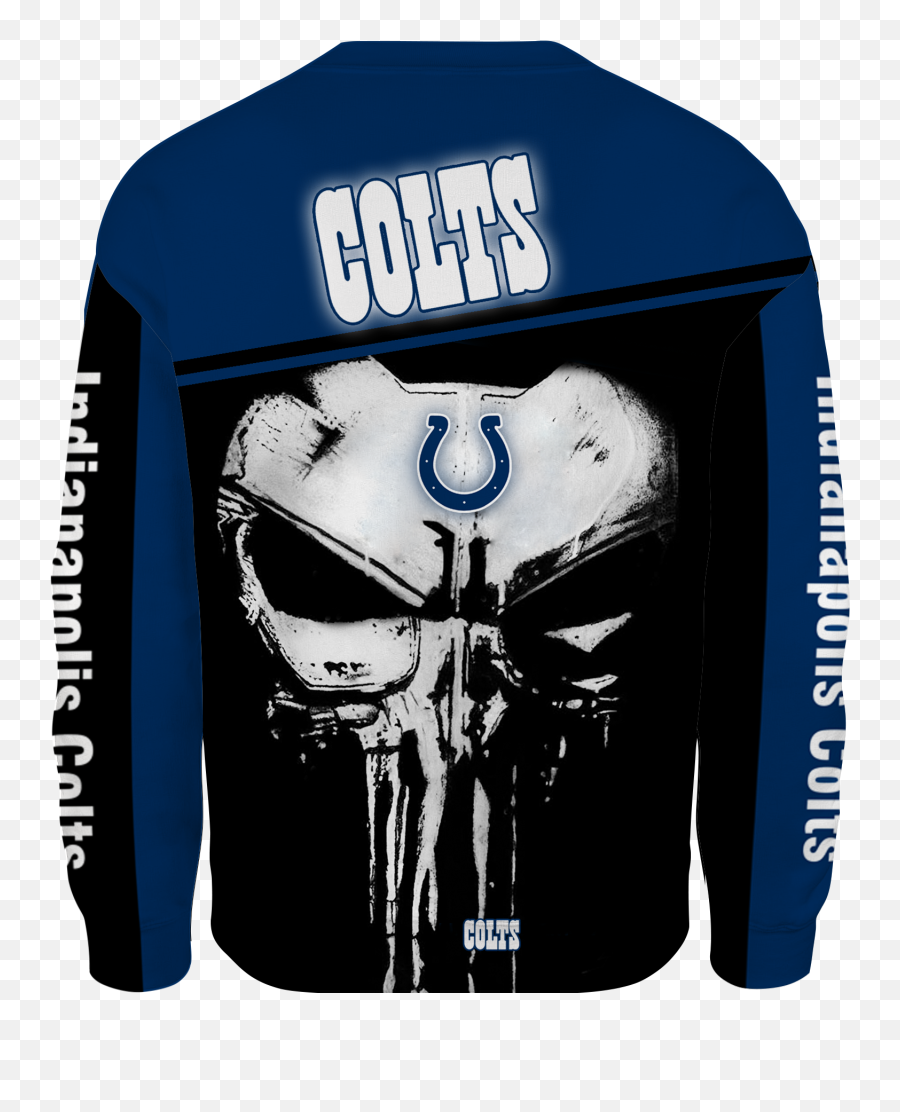 Indianapolis Colts Punisher Skull New Full All Over Print V1439 - Long Sleeve Emoji,Indianapolis Colts Logo