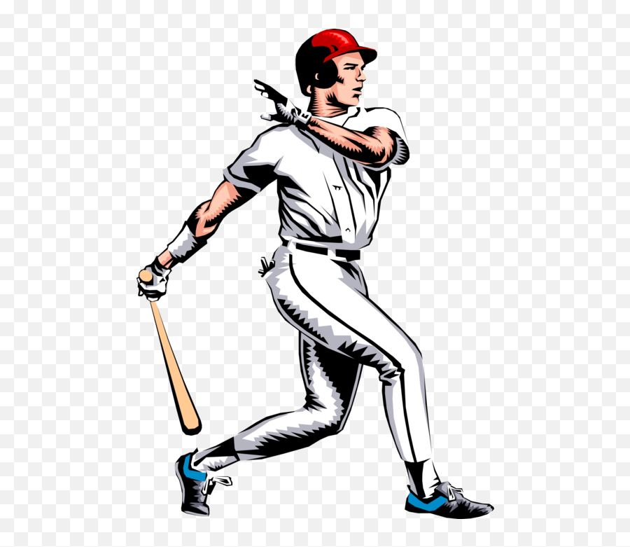 Baseball Player Swings Bat At Ball - Vector Image Emoji,Softball Girl Clipart