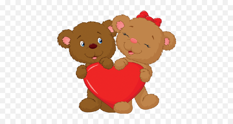 Bear Couple Cartoon Holding Red Heart Shape Clipart - Bear Teddy Bears With Heart Clipart Emoji,Red Heart Clipart