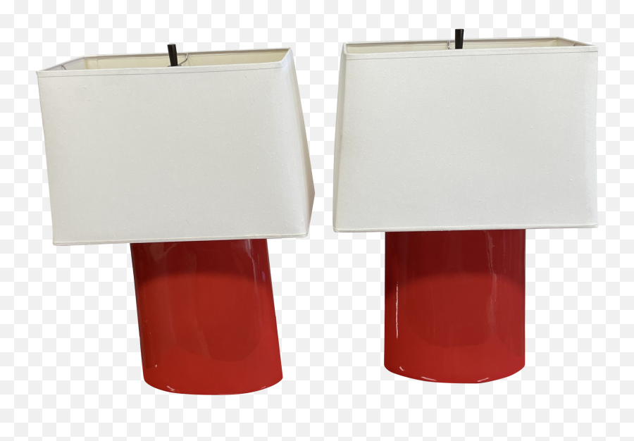 Robert Abbey Victor Red Oval Ceramic Lamp - A Pair Cylinder Emoji,Red Oval Png