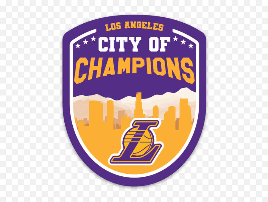 Lakers City Of Champions Badge Sticker - Vertical Emoji,Hydro Flask Logo Sticker