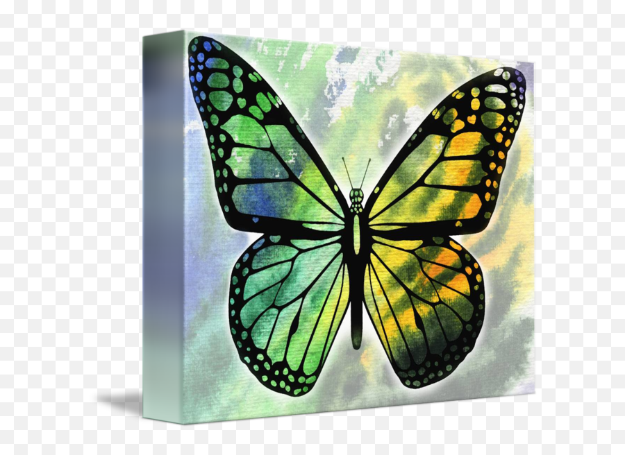 Watercolor Butterfly In Green And Yellow By Irina Sztukowski Emoji,Watercolor Butterfly Png