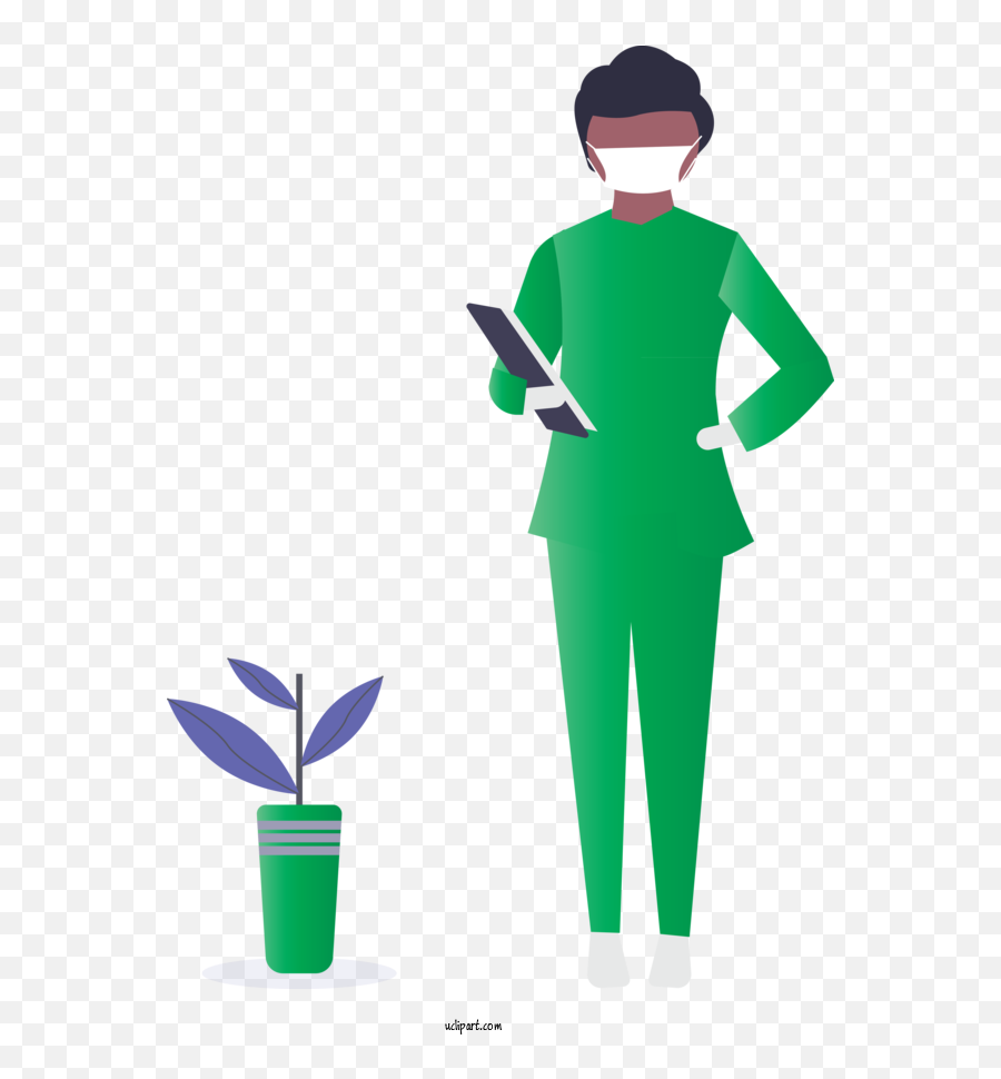 Occupations Green Standing Uniform For Nurse - Nurse Clipart Emoji,Free Nurse Clipart