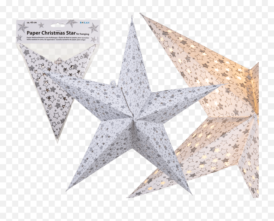 White Paper Christmas Star With Silver Coloured Star - White Papierová Hviezda Emoji,Christmas Star Png