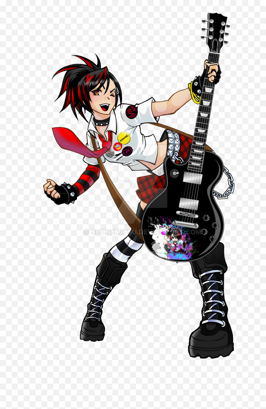 Anime Guitar Girl Transparent Png Png Mart - Anime Guitar Girl Transparent Background Emoji,Guitar Transparent