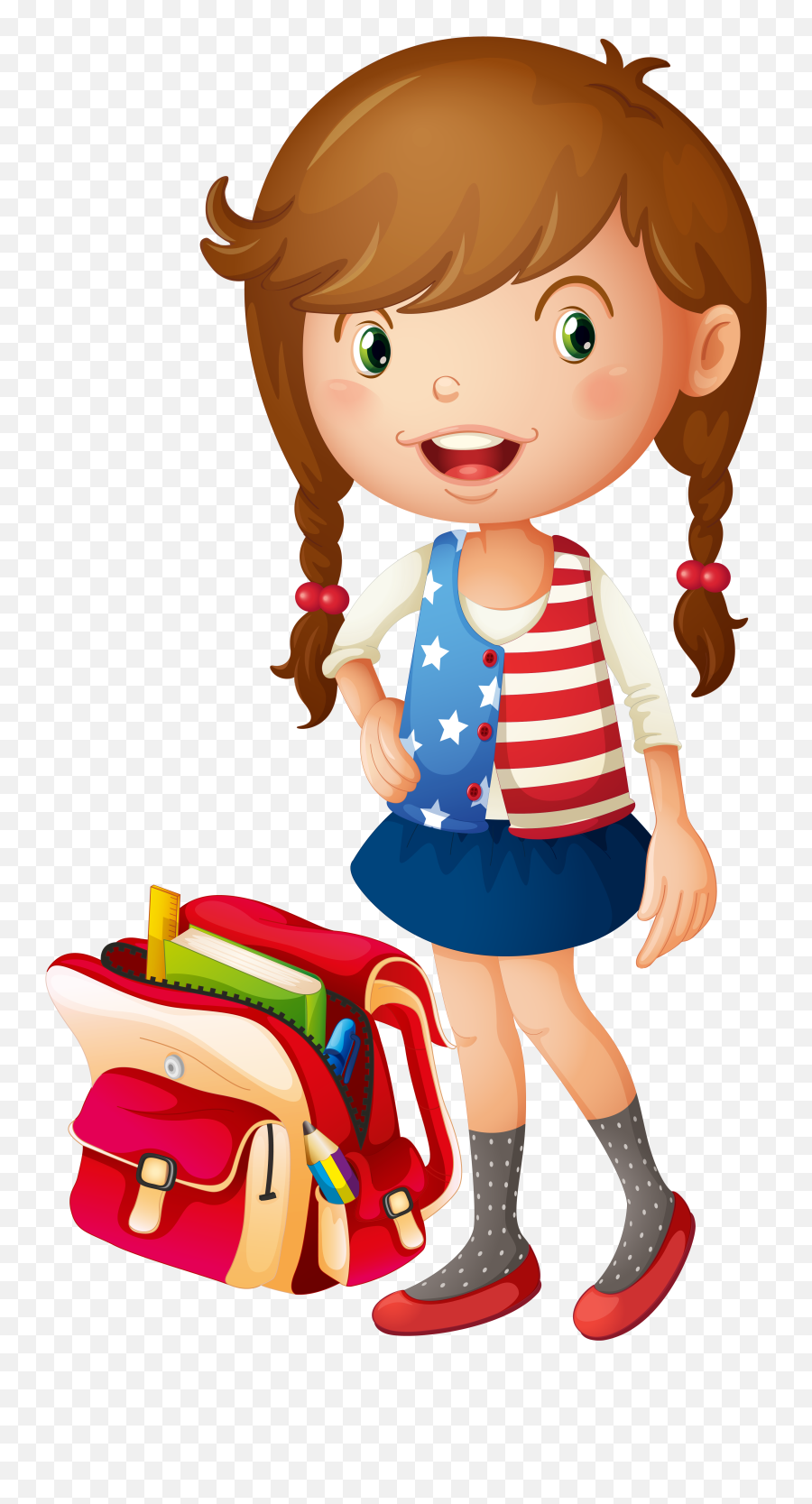 School Bag Illustration - Vector Cartoon Little Girls Png Transparent Background Cartoon Girl Png Emoji,Girl Png