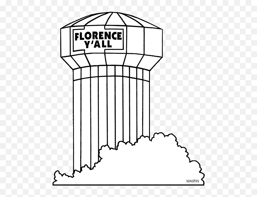 United States Clip Art By Phillip Martin Famous Landmarks - Florence Y All Water Tower Clipart Emoji,Kentucky Clipart