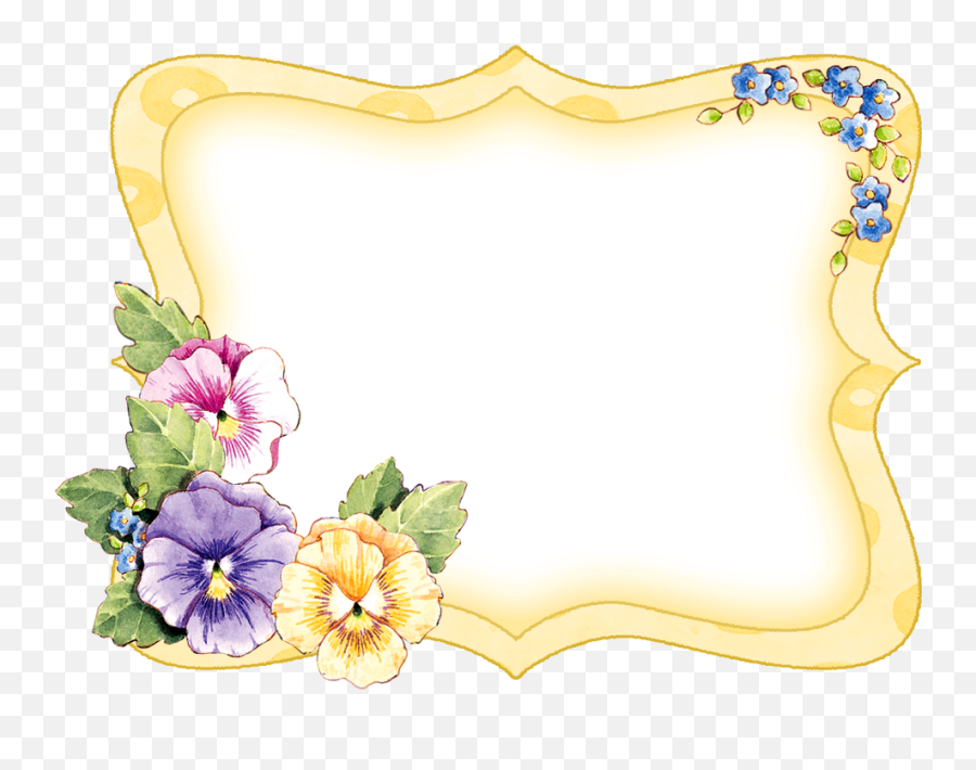 Yellow Frame With Pansie Corner Accent Printable Frames Emoji,Accent Clipart