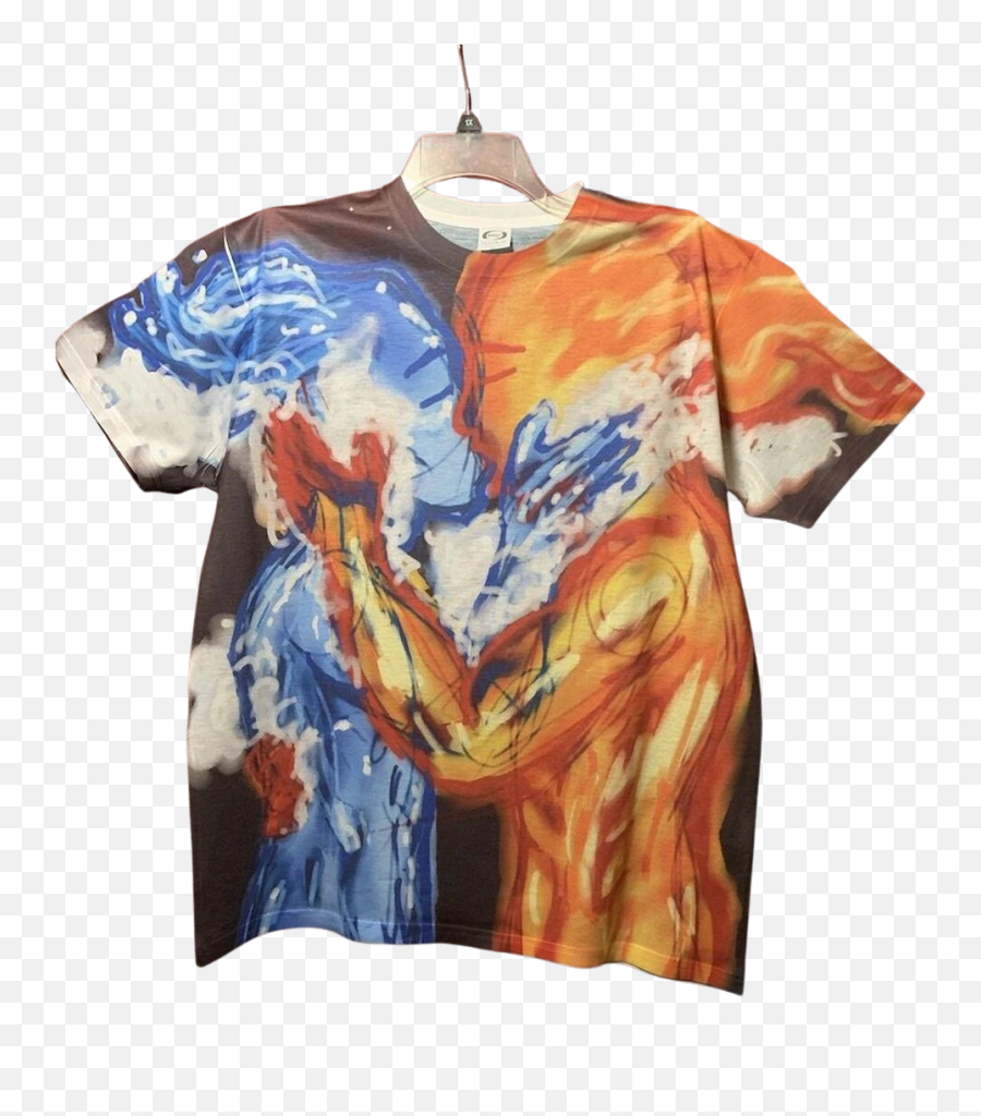 Steamy Water And Fire Sublimation T - Shirt By Prism Palace Emoji,T Shirt Logo Size