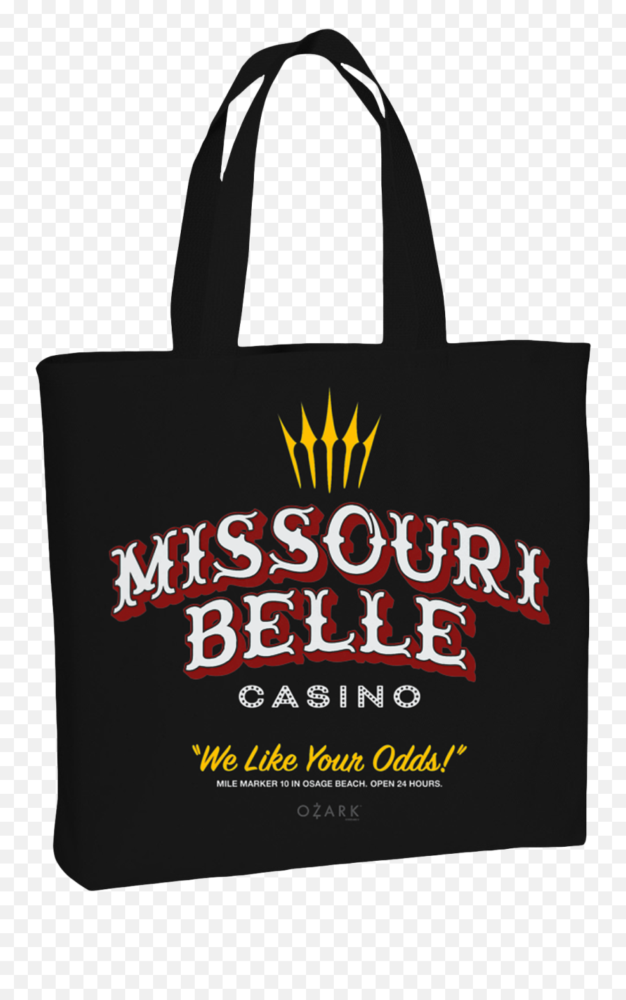 Missouri Belle Casino Black Tote Bag - Ozark Merch Emoji,Handbag Logo