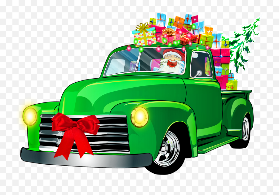 Christmas Retro Car Santa Claus Gifts - Santa With Car Png Emoji,Christmas Clipart Png