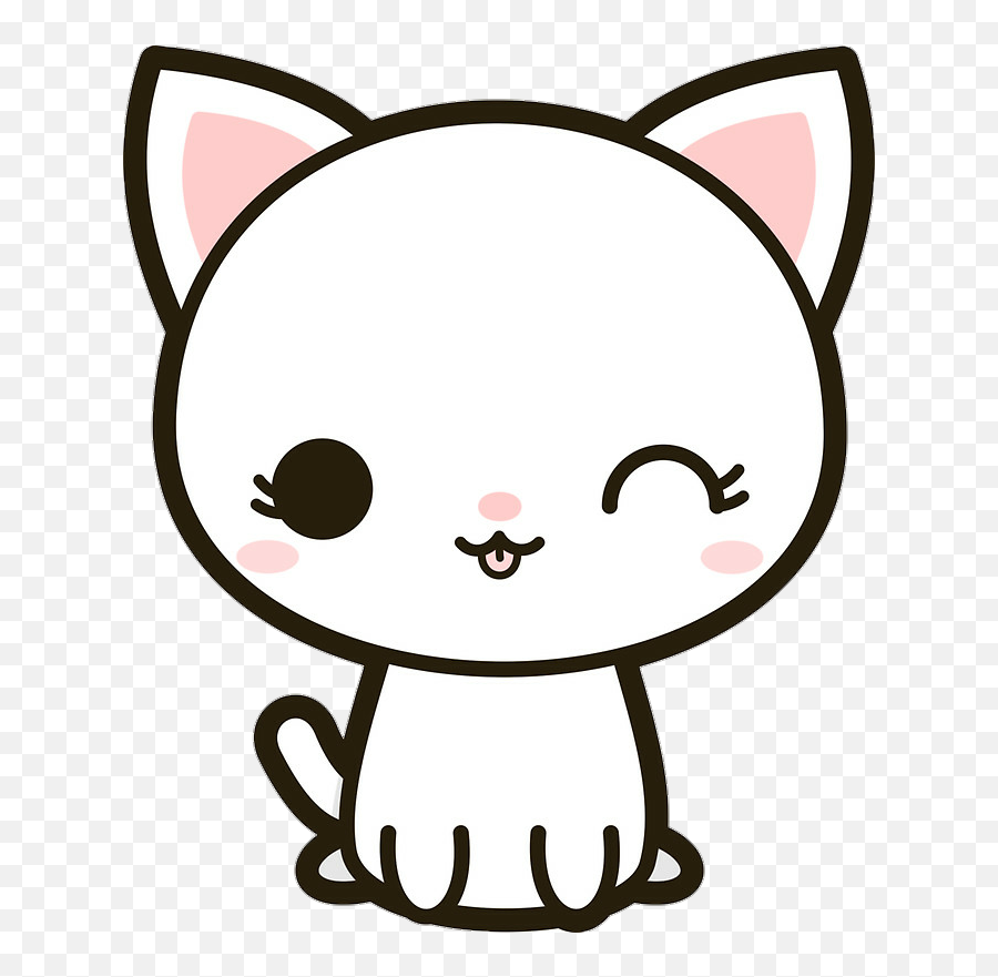 Pink Sticker - Kawaii Cat Png 1024x1024 Png Clipart Download Easy Kawaii Cute Animal Drawings Emoji,Cats Png