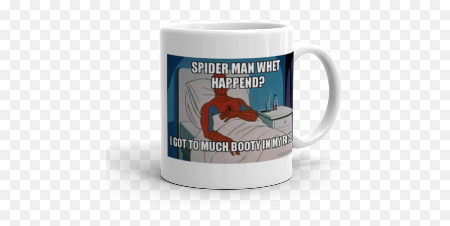 Spider Man Whet Happend I Got To Much Booty In My Face - Magic Mug Emoji,Spiderman Face Png