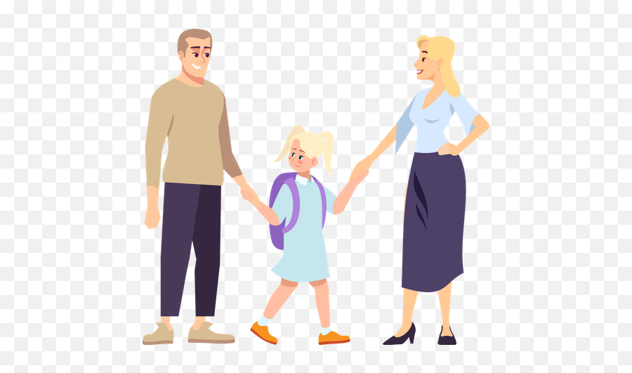 Best Premium Parents And Daughter Schoolgirl Holding Hands Emoji,Father Daughter Clipart