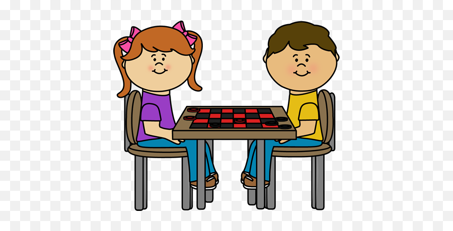 Board Game Clip Art - Kids Playing Checkers Clip Art Emoji,Games Clipart
