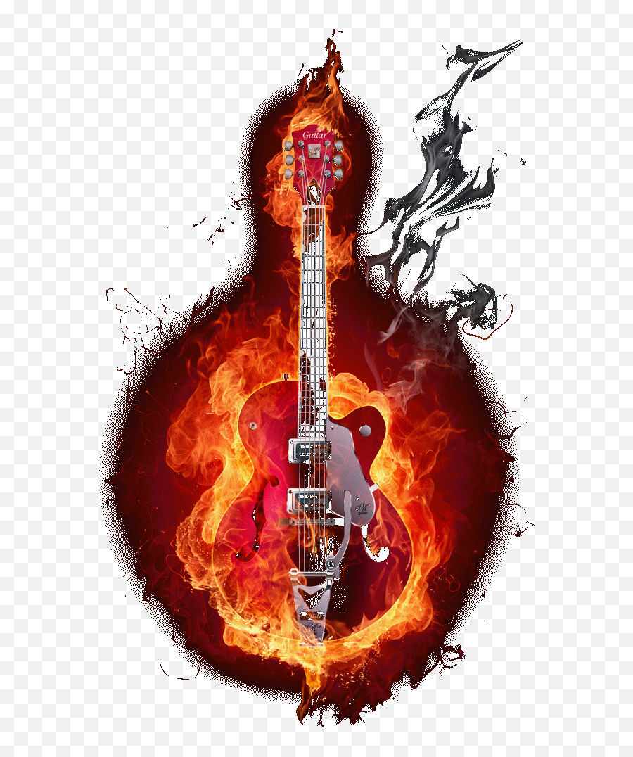 Go To Image - Guitar On Fire Transparent Png Full Size Png Emoji,Electric Guitar Transparent Background