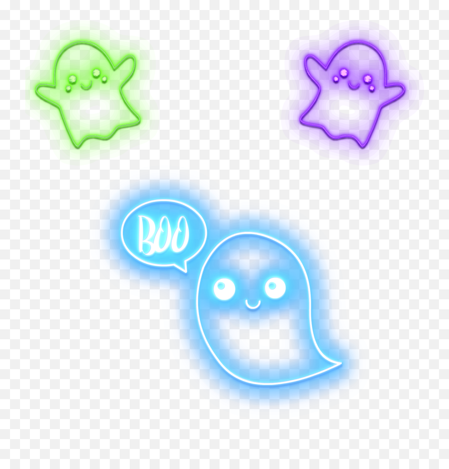 Halloween Neon Ghosts - Dot Emoji,Neon Png