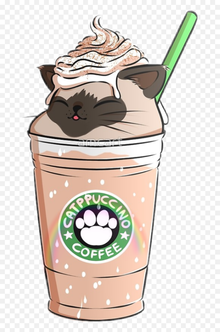 Starbucks Clipart Cat Starbucks Cat Transparent Free For - Kawaii Starbucks Emoji,Starbucks Clipart