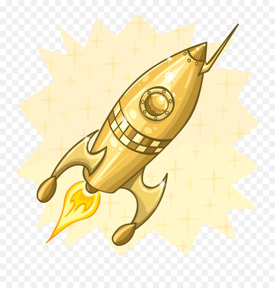 Download Hd Rocket Clipart Old School - Outer Space Golden Rocket Png Emoji,Outer Space Clipart