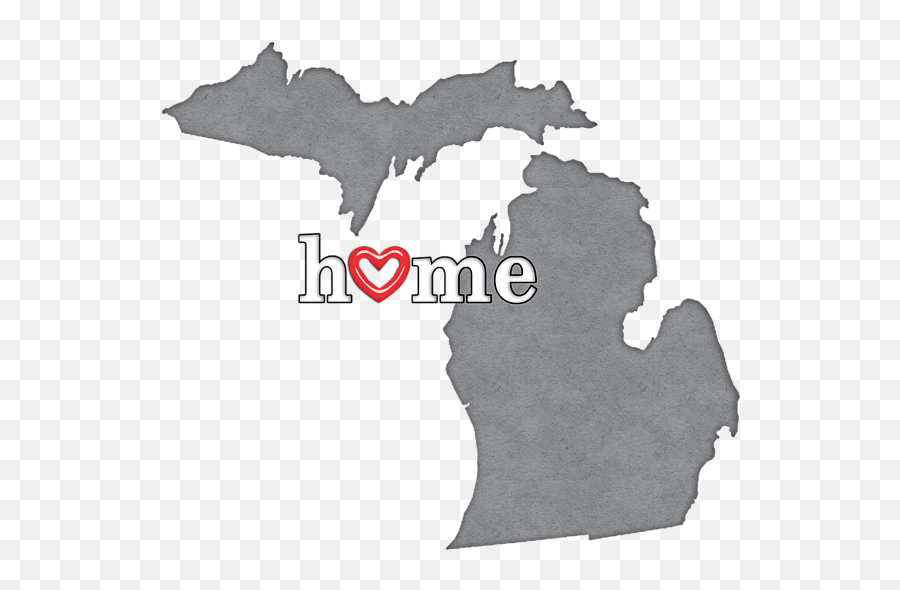 State Map Outline Michigan With Heart In Home Baby Onesie - Michigan Map Vector Emoji,Michigan Outline Png