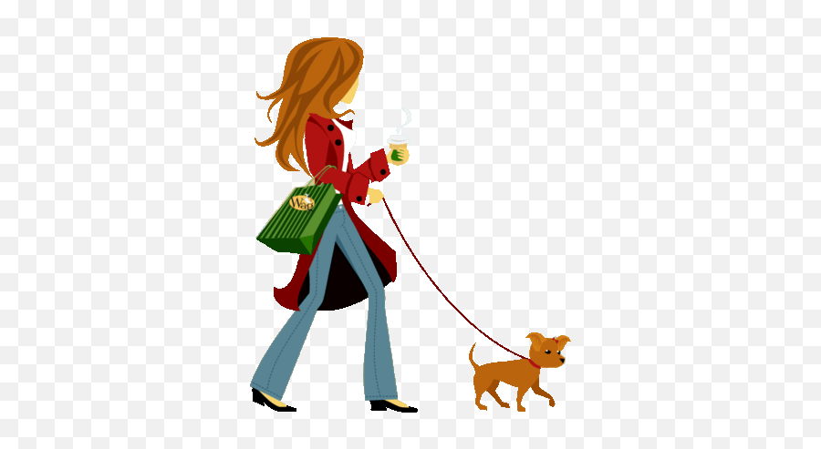 Cartoon Woman Walking Dog - Clip Art Girl With A Dog Walking Emoji,Woman Walking Clipart