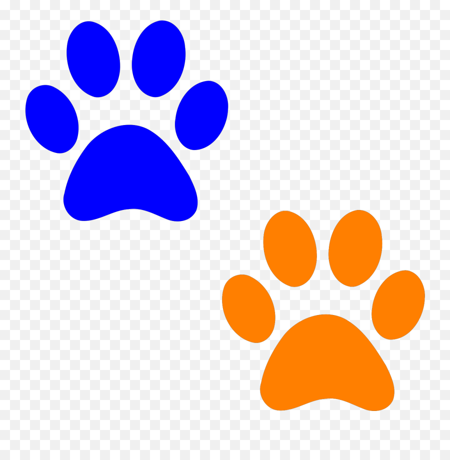 Orange And Blue Paw Prints Svg Vector Emoji,Bear Paw Clipart