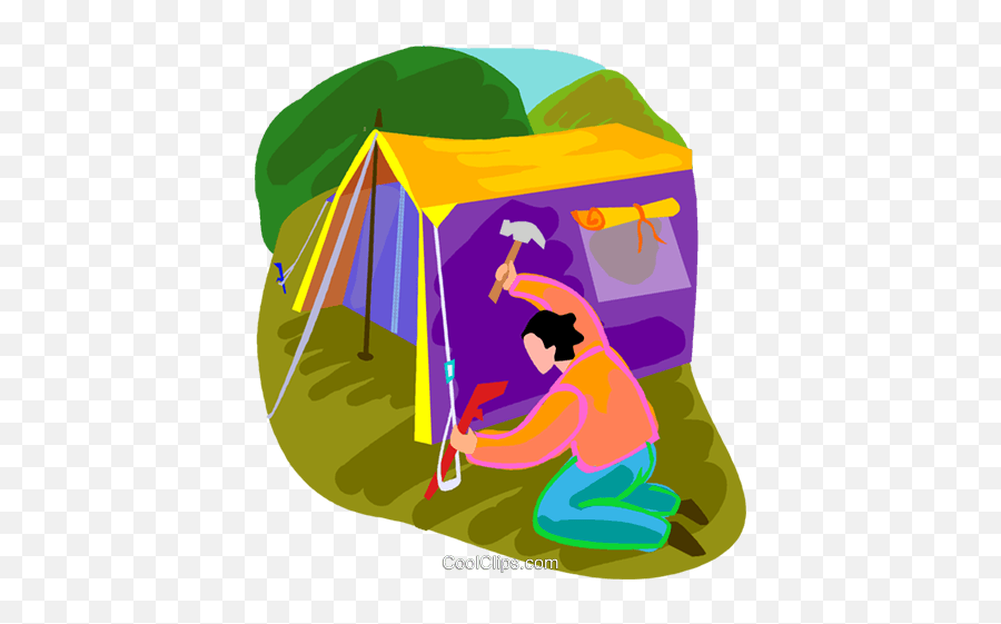 Camper Putting Up A Tent Royalty Free Vector Clip Art Emoji,Camper Clipart Free