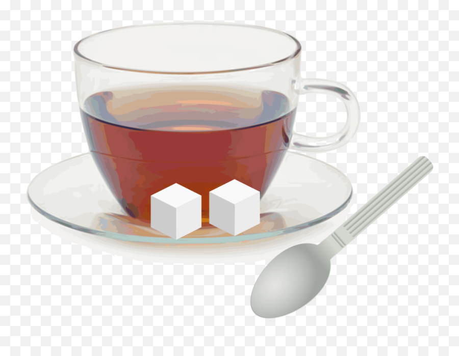 Glass Saucer Spoon And Sugar Cubes - Tea And Sugar Png Emoji,Sugar Clipart