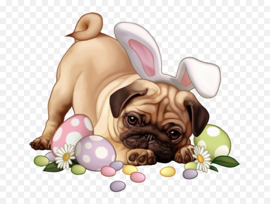 Easter Dog Transparent Background Png Png Arts - Easter Pug Cartoon Emoji,Dog Transparent Background