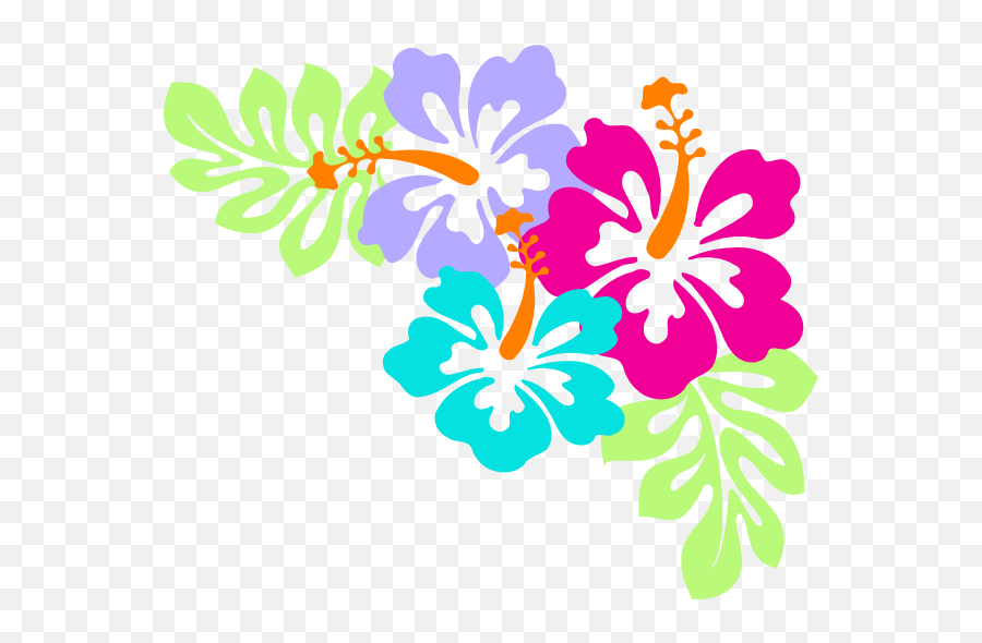 Download Hibiscus Corner Clip Art - Hawaiian Flowers Clip Art Emoji,Luau Clipart