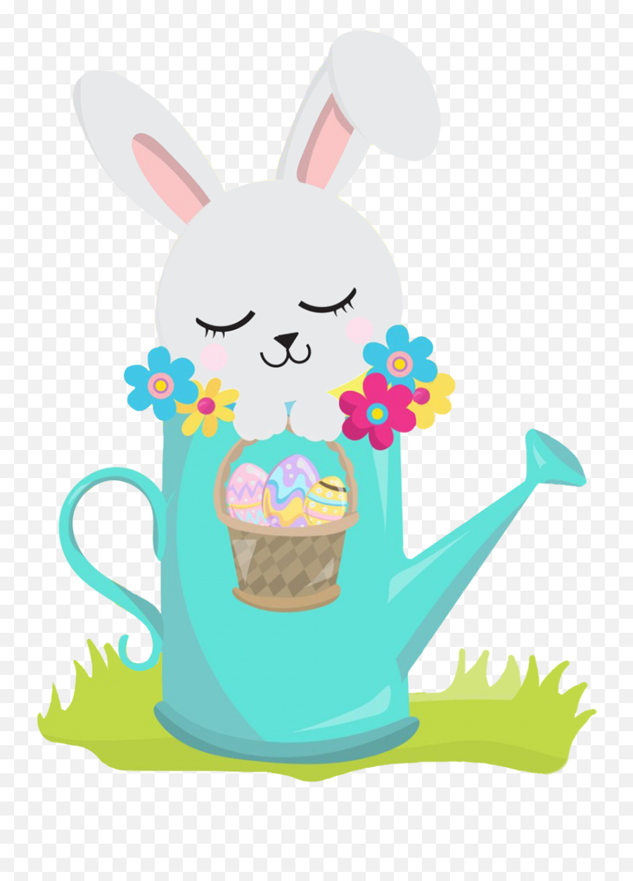 Funny Easter Bunny Clipart Emoji,Watering Can Clipart Black And White