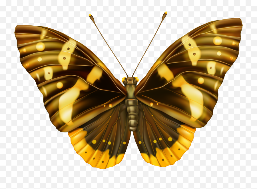 Brown And Yellow Butterfly Clipart Png Image Butterfly Emoji,Butterfly Wing Clipart