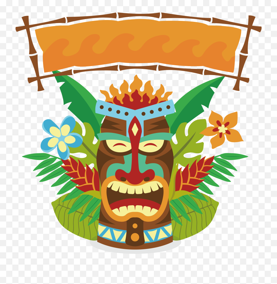 Easy Vector Tiki Banner Freeuse Stock - Hawaiian Theme Emoji,Tiki Bar Clipart
