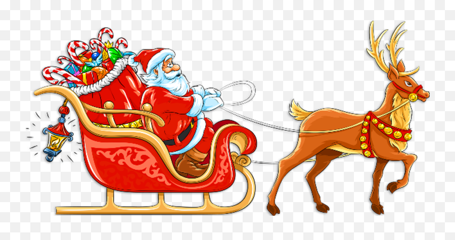 Santa Sleigh - Santa Claus With Reindeer Emoji,Santa Clipart